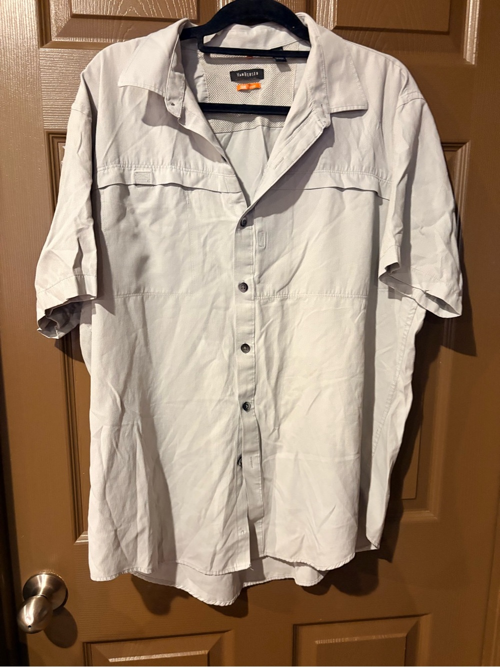 Van Heusen Light Gray Short Sleeve Button-Down Shirt